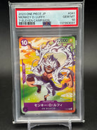 Monkey D. Luffy P-041 PSA 10 GEM MT – 7-Eleven Campaign Promo 2023, Gear 5 / Nika Luffy Artwork von K Akagishi, Lila, Power 12000, Counter +1000, Not for Sale, Bandai Japan, Cert #137393031, im PSA-Slab