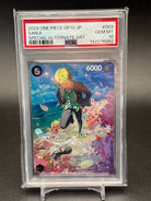 Sanji ST14-003 SP PSA 10 GEM MT – Special Alternate Art aus OP-10 Royal Blood 2024, Strand-Artwork mit Strohhutbande, Schwarz, Power 6000, Strike, Bandai Japan, Cert #142276983, im PSA-Slab